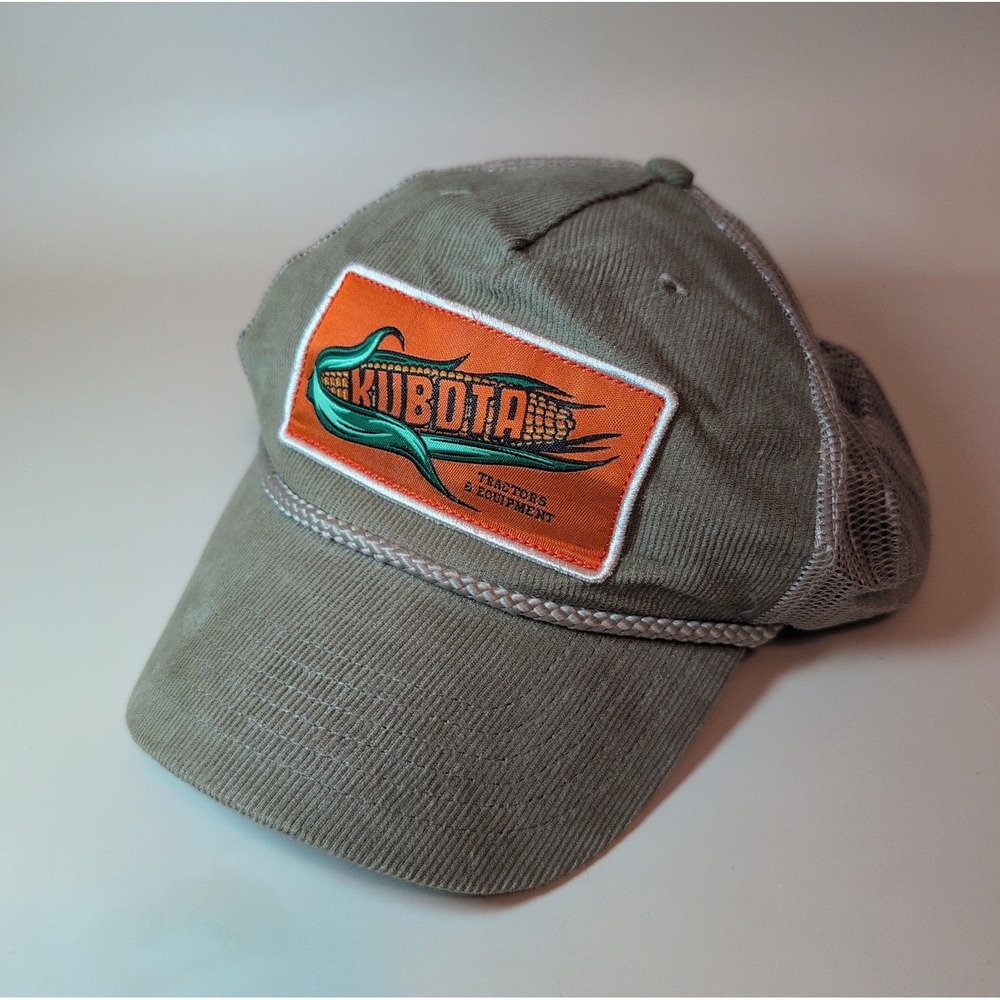 Kubota Trucker Hat Mens One Size Corduroy Mesh Snapback Brown Logo Cap